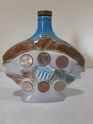 Vintage 1970 Jim Beam Liberty Decanter With Coins (EMPTY BOTTLE) • $17.07