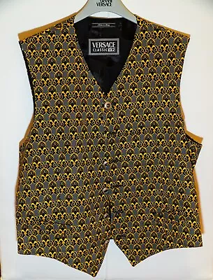 Gianni VERSACE Vintage V2 Men’s Black Gold Vest Made In Italy • $799