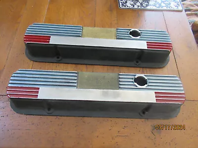 1957-81 PONTIAC V8 M/T ? Finned ALUMINUM VALVE COVERS 350 389 400 421  455 GTO • $149