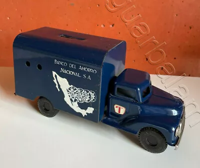 Mexican Vintage Toy Tin TRUJILLO Blue Mini National Savings Bank S.A. 1960s • $399