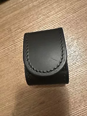 Ex Police Black Leather Belt Buckle Protector. 2” Kit Belt. Used. V42.  • £3