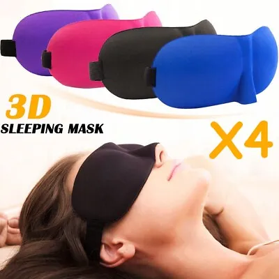 $3.11 • Buy 4x Travel Sleep Eye Mask Soft Memory Foam Padded Shade Cover Sleeping Blindfold