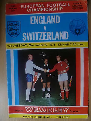 £2.99 • Buy 1971  European Championship Qualifying  ENGLAND V SWITZERLAND (10 November)