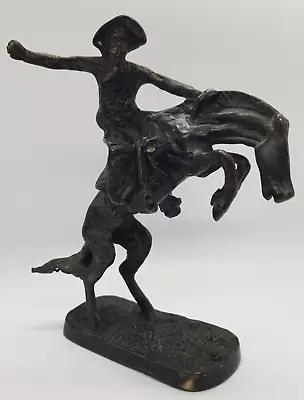 Cowboy Metal Sculpture Statue Bucking Horse Country Western 7  Tall • $45