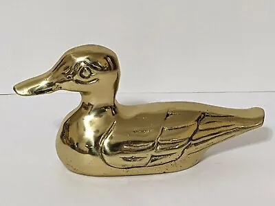 Vintage Solid Brass Duck Figurine Statue Decor Paperweight 5 1/4  • $7.99