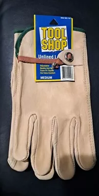 Tool Shop Unlined Leather Work Gloves Size Medium  Adjustable • $2.99