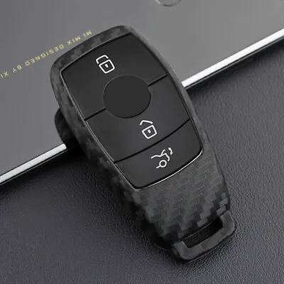 $4.98 • Buy Fit For Mercedes Benz C E Carbon Fiber Remote Smart Key Fob TPU Case Cover