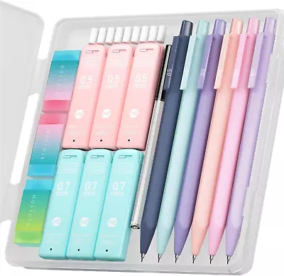 Cute Mechanical Pencil Set 6PCS Pastel Pencils 0.5Mm & 0.7Mm With 360PCS HB Pen • $32.45