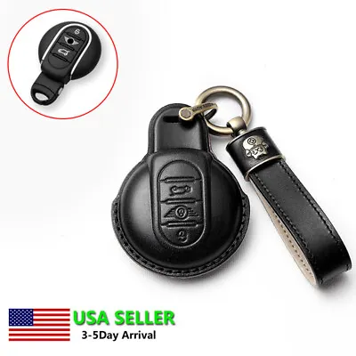 Leather Car Key Cover Case Holder For Mini Cooper S F54 F56 F57 F60 Remote Fob • $19.79