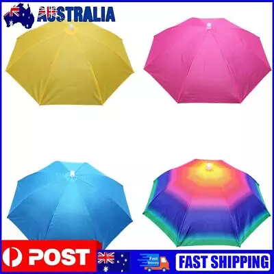 Rain Umbrella Hat Foldable Outdoor Sun Shade Waterproof Fishing Headwear Cap • $8.99