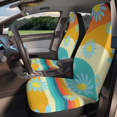 Flower Power Hippie Car Seat Covers Vintage Inspired Retro Mod Vehicle Van • $67.99