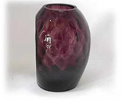 Vintage Amethyst Thumbprint Art Glass Shelf Flat Back Wall Vase Bookend MCM • £13.68