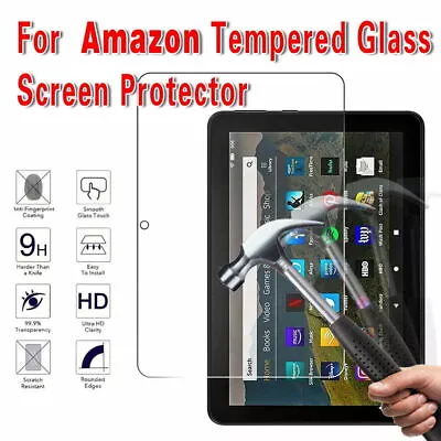 9H Tablet Tempered Glass Screen Protector Cover For Amazon Fire 7/HD 8/HD 10 • £5.96