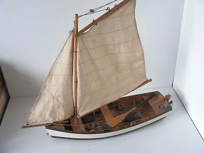 Vintage Scratch Bulit Model Of Traditional Cornish Fishing Boat 13 1/2 • $34.81