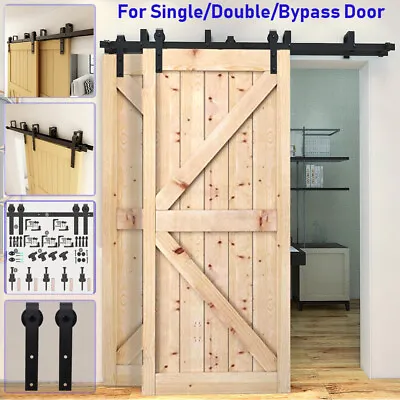 4FT ~ 20FT Rustic Sliding Barn Door Hardware Track Kit For Single/Double/Bypass • $286.71