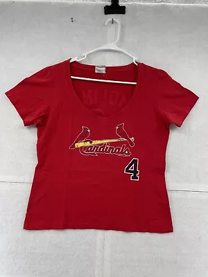 St Louis Cardinals Shirt Women's Large Red Short Sleeve V-Neck Yadier Molina #4 • $6.48