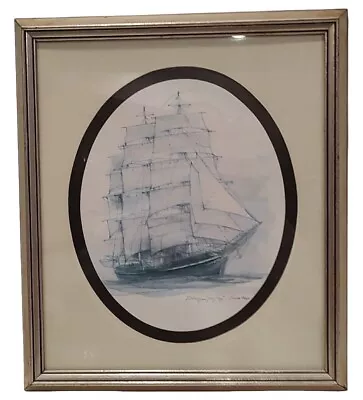 Mads Stage Watercolor Fieldriggerin  George Stage  Sailing Ship Framed • $149.89