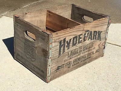 Vintage Hyde Park Lager Beer Wood Box Case Crate St Louis Mo. Wooden  ## • $54.19