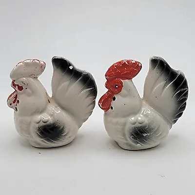 Rooster Salt And Pepper Shakers Chicken Bird Vintage Kitchen Tableware Ceramics • $14.38