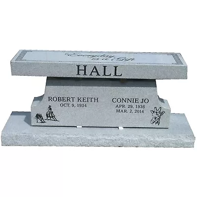 Cremation Cemetery Bench - Headstone - 2 Niche - Engraving Available • $2399