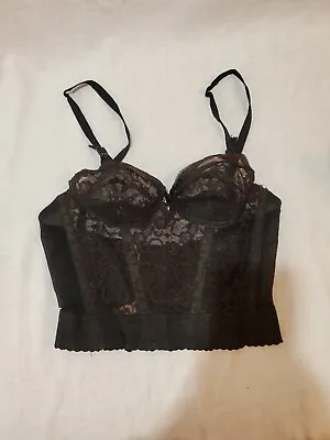 Vintage MCM Black Lace Corset Bustier Top Best & Co. CHEERS Style 152 Size 32 A • $25