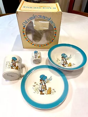 Vintage 1978 Holly Hobbie Plate Bowl Mug & Egg Cup Set Barratts Staffordshire • £39.99