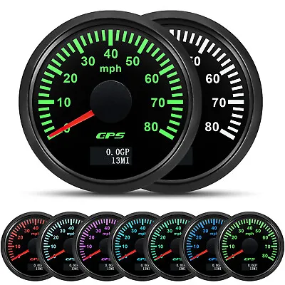 52mm Black GPS Speedometer 0-80MPH Gauge For For Boat Car Motorcycle 7 Color LED • $40.99
