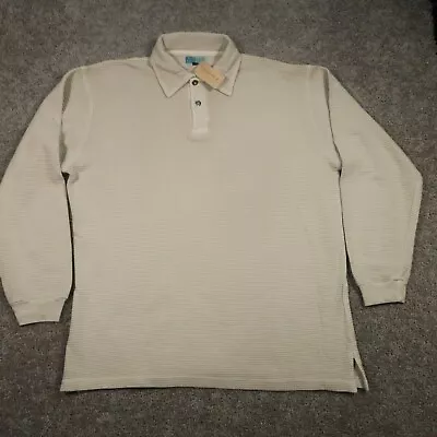 True Grit Polo Shirt Mens XL Beige Long Sleeve Textured Waffle NWT 62 Retail USA • $39.95