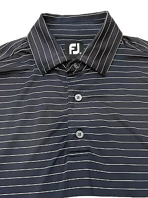 Footjoy Polo Shirt Mens Medium Blue White Striped Stretch Randall Oaks Golf Club • $13.99