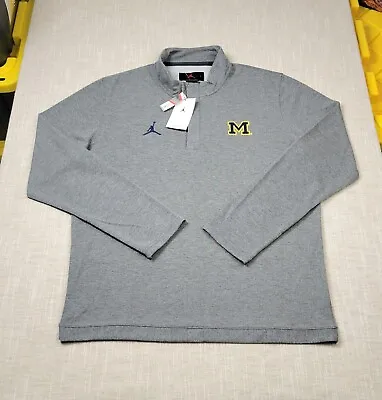 NIKE Air Jordan Michigan Wolverines Shirt 2XL Mens Gray Blue 1/4 Zip Pullover  • $69.95