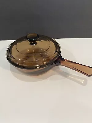 Pyrex Corning Ware Visions Amber Cookware .5 L Liter Saucepan Pot With Lid • $17.50