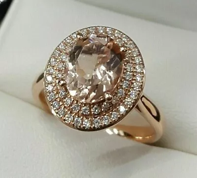 3.50Ct Oval Cut Peach Morganite Engagement Lab-Created Ring 14K Rose Gold Plated • $124.59