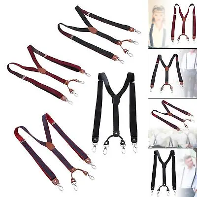 £10.67 • Buy Men's Suspenders Swivel Hooks Y Back Heavy Duty Belt Loops Pants Braces For Work