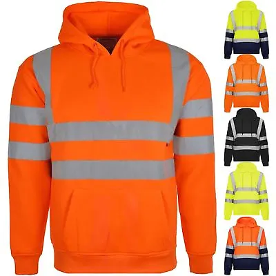 Hi High Viz Safety Hooded Sweatshirt Hoodie Top En471 Reflective Tape Security • £7.95