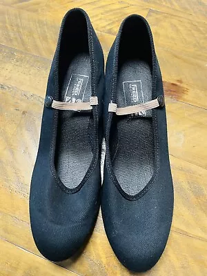 Character Shoes Child Size 6 Girl Freed RAD Approved Black Canvas Low Heel BNIB • £6