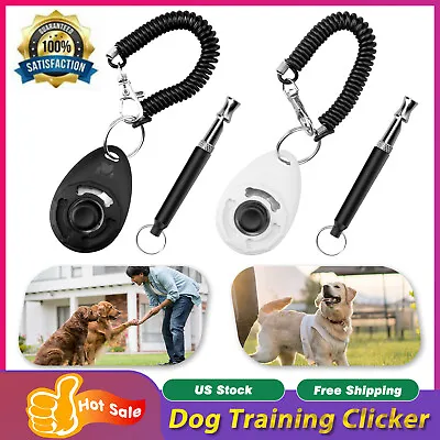 $9.99 • Buy Pet Puppy Dog Clicker & Whistle - Training Obedience Agility Trainer Click Ring