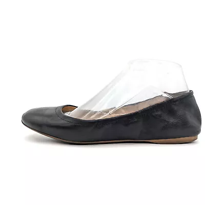 J. Crew Anya Black Leather Plain Toe Ballet Flats Women's 7 • $23.99