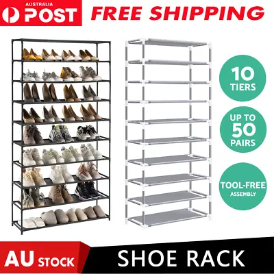$22.05 • Buy 10 Tiers Shoe Rack Stackable Shelves Cabinet Storage Shoes Stand 50 Pairs Shoes