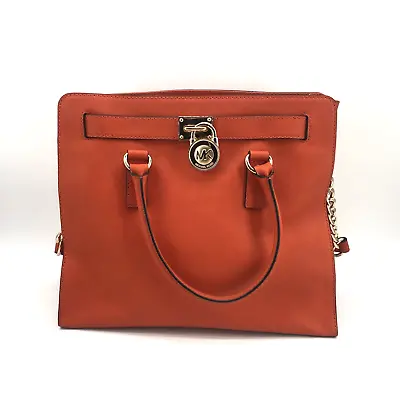 Michael Kors Hamilton Large Mandarin Red/gold Saffiano Leather Tote Bag • $95