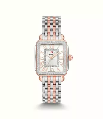 New Michele Deco Madison Two-Tone Pink Gold Diamond Ladies Watch MWW06G000015 • $1980.79