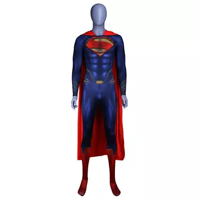 Superman Man Of Steel Clark Kent Outfit Jumpsuit Costume Cosplay Carnival Adult∝ • $70.99