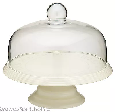 Kitchen Craft Footed Large 1 Tier Ceramic Cake Stand & Glass Dome Cover • £56.95