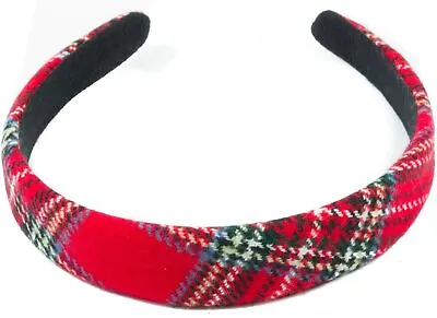 Plaid Red Tartan  Headband  Hair Band   Wire Scarf Women Girls Hair Accessories • £5.50