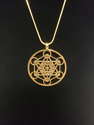 $7.99 • Buy Metatron's Cube - Sacred Geometry Jewelry GOLD Pendant Necklace