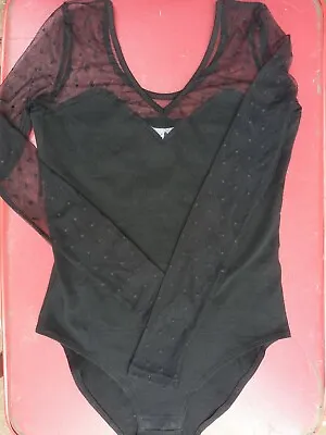 WYLDR Topshop Black Spot Mesh Long Sleeve Body Suit XS 4/6 • £8