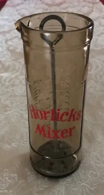 HorlIcks Mixer Vintage Glass Jar W/Original Metal Plunger 8oz. Brownish In Color • £19.18