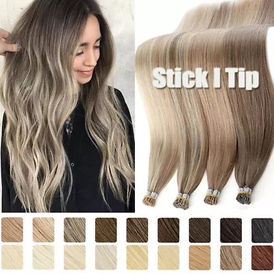 Straight 150G Stick I Tip Remy Human Hair Extensions Nano Micro Ring Full Head F • $66.73