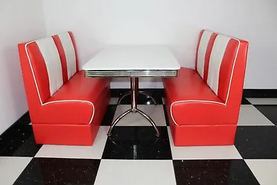 American Diner Furniture 50s Style Retro White Table And 2 Red  Booths • £1095