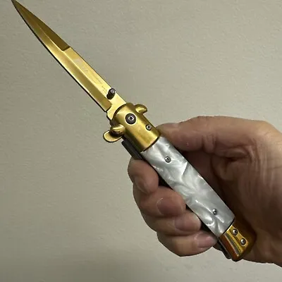 9   Gold Pearl Quick Open Blade EDC Tactical Pocket Knife Gift For Holliday • $17.99