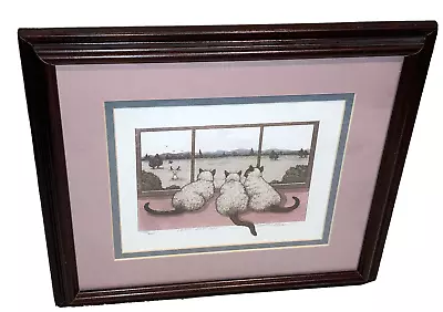 Lets Eat Out Martha Hinson Three Cats Looking Out The Window Framed Print Signed • $68.85